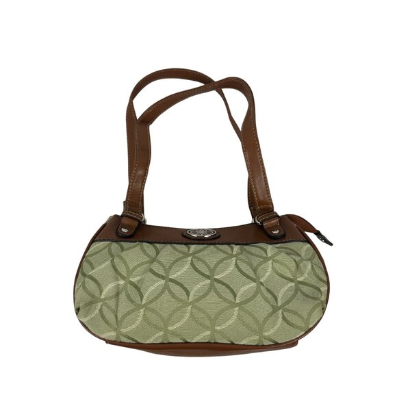 Rosetti Vintage Style Green Brown Shoulder Bag Geometric Pattern & Metal Accent - Picture 1 of 14